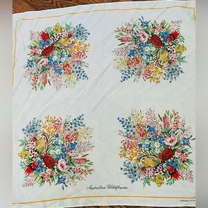 Vintage 27” Square Australian Wild Flowers Scarf by Neil EUC